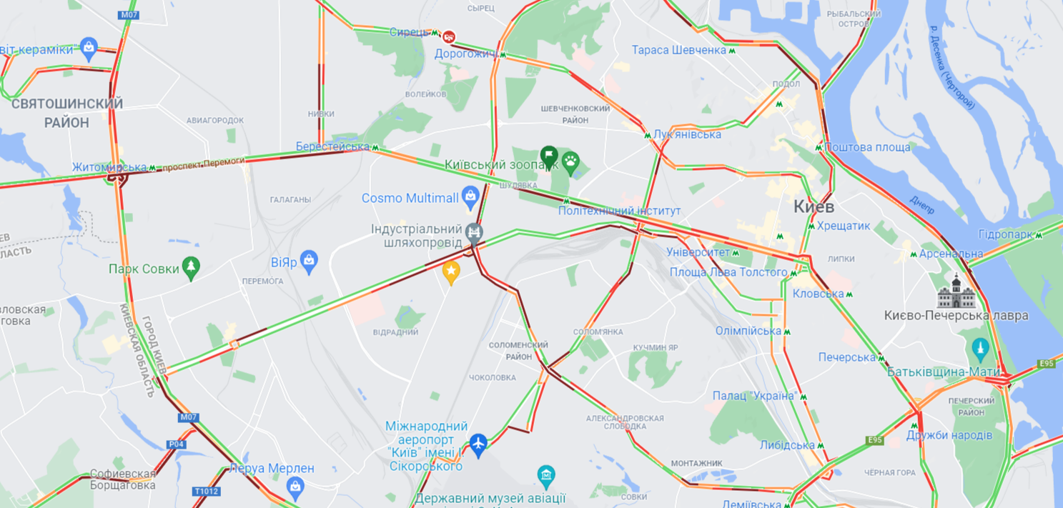 Киев сковали пробки: карта